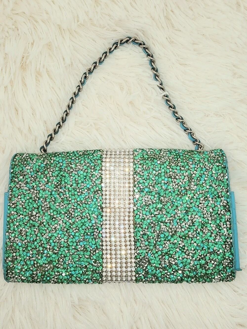 Reiko Rhinestone Emerald Crystal Clutch Wallet Purse